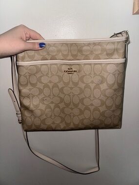 Coach Khaki and Chalk Signature Crossbody Bag